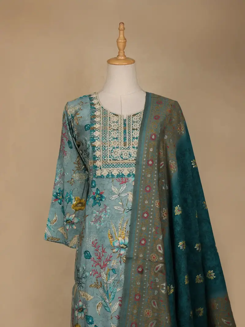 Green Floral Printed Cotton Salwar Suit 2