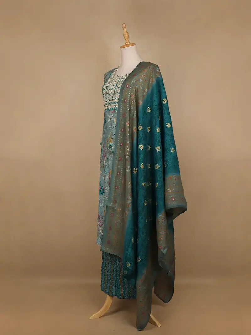 Green Floral Printed Cotton Salwar Suit 4