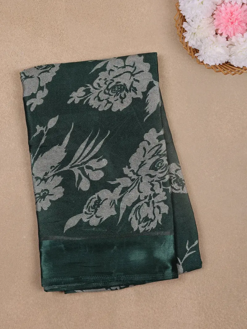 Green Floral Prints Fancy Georgette Saree 1