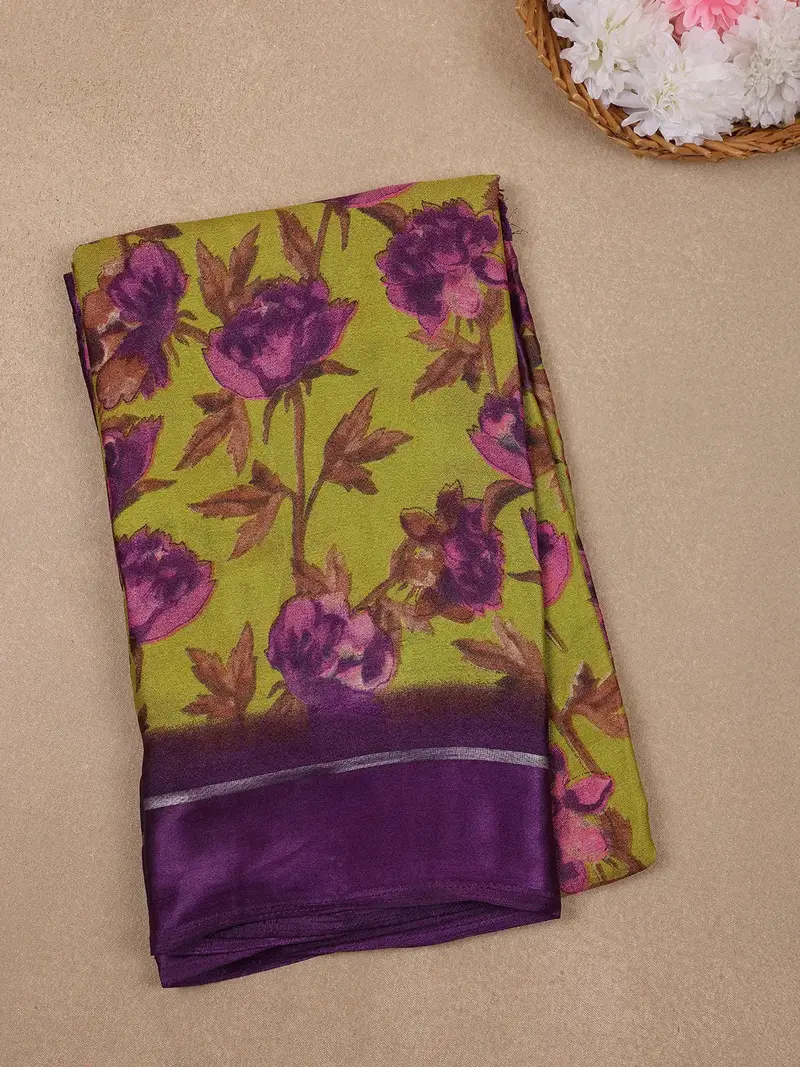 Green Floral Prints Fancy Georgette Saree 1