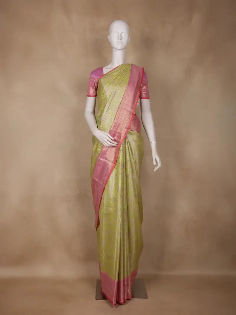 Green Floral Woven Design Art Silk Saree 1