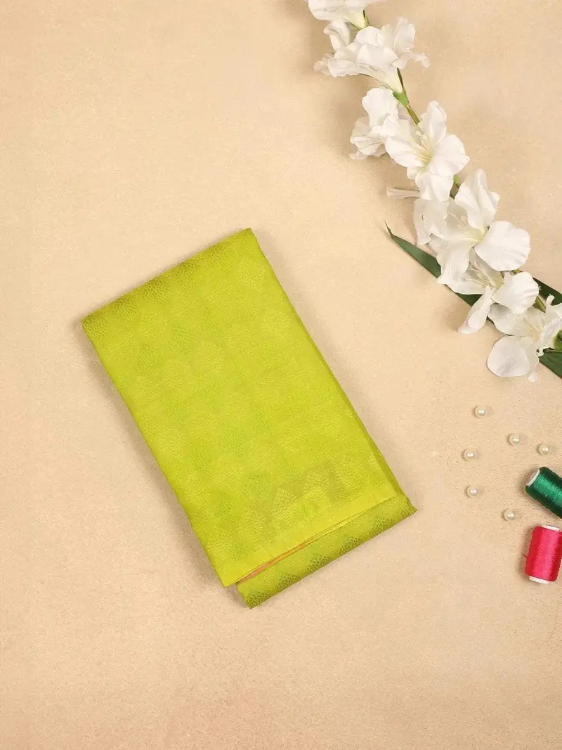 Green Pure Kanchipuram Bridal Silk Saree With Diamond Motifs On The Body And  Without Border 1