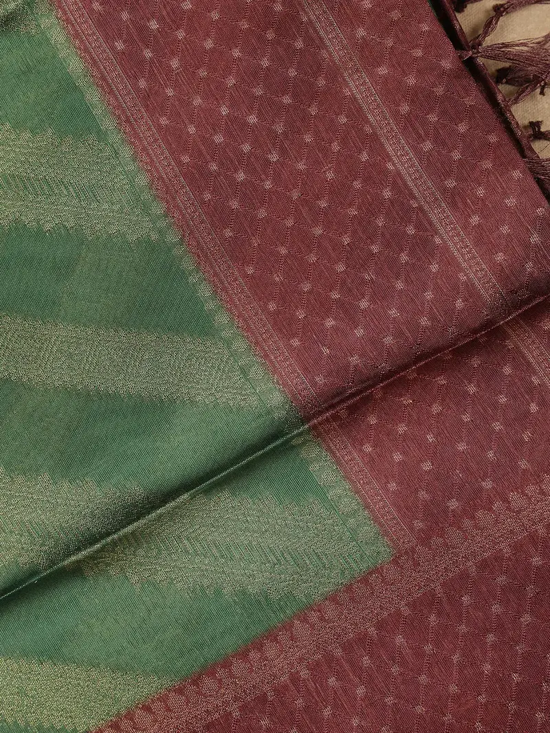 Green Striped Design Tissue Silk Saree 2