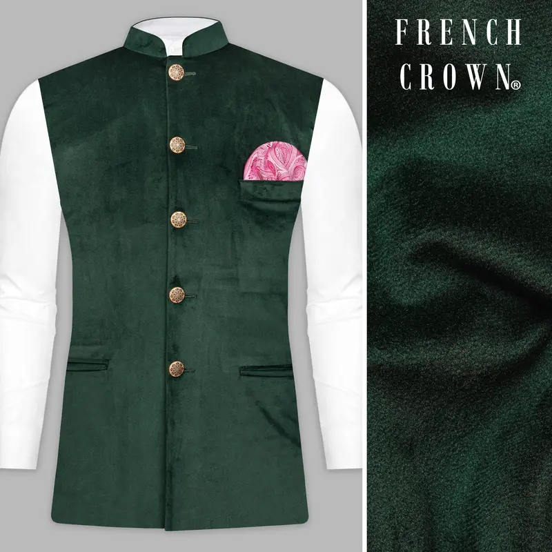 Green Velvet Nehru Jacket 1