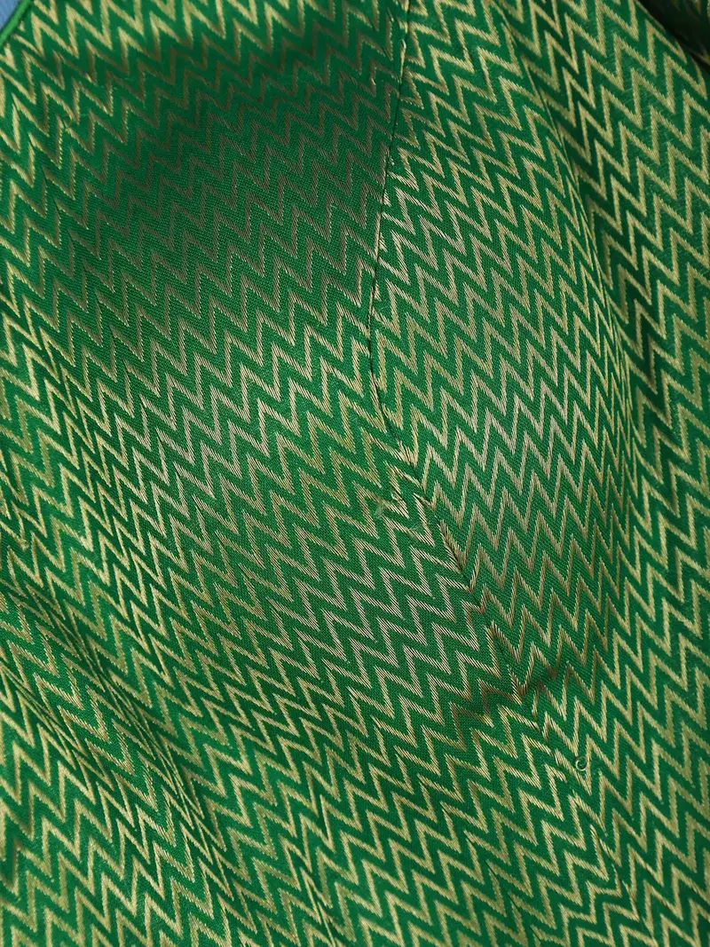 Green Zigzag Design Silk Readymade Blouse 2