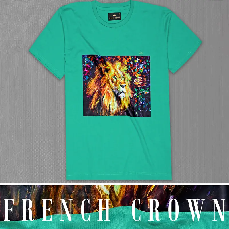 Greenish Funky Printed Super Soft Premium Organic Cotton Designer T-Shirt 1