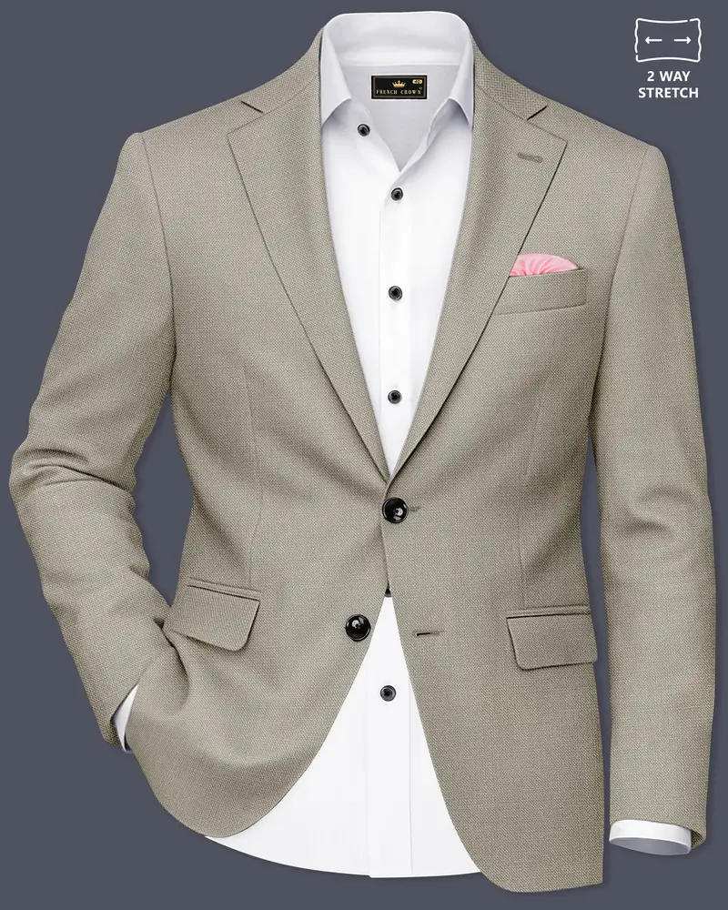 Grevino-Pablo Brown Luxurious Linen Single Breasted Stretchable Traveler Blazer 1