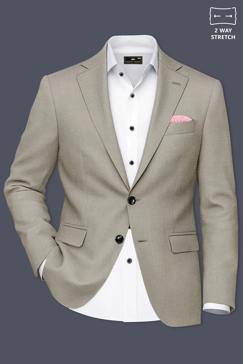 Grevino-Pablo Brown Luxurious Linen Single Breasted Stretchable Traveler Blazer 2