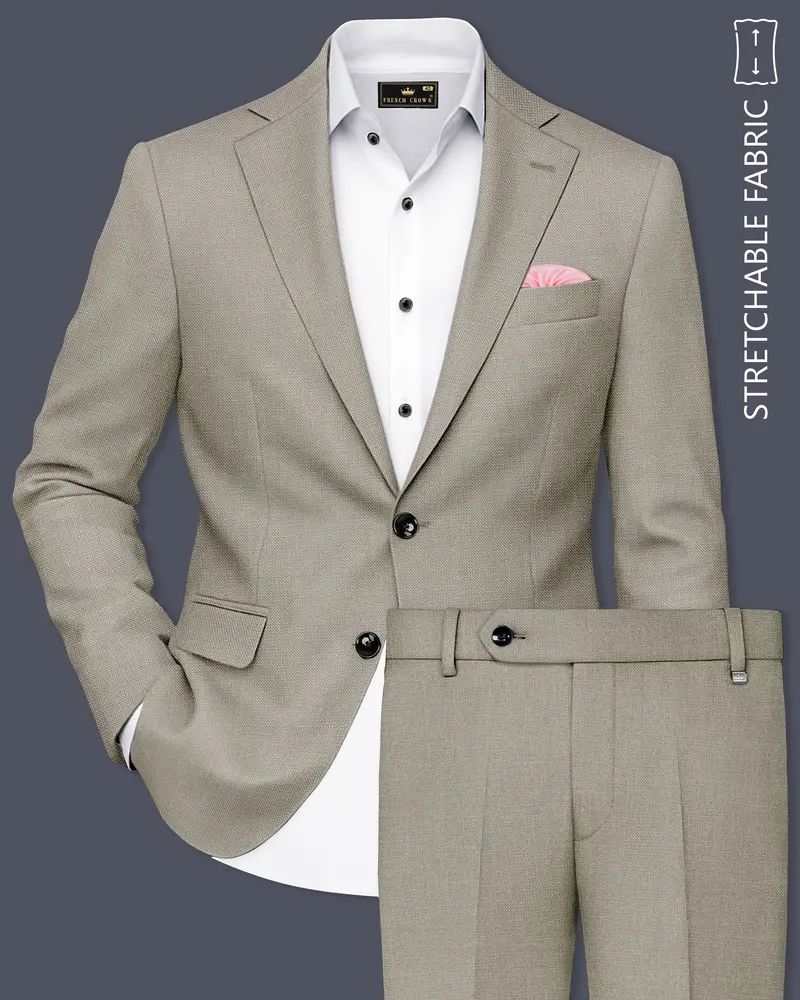 Grevino-Pablo Brown Luxurious Linen Single Breasted Stretchable Traveler Suit 1
