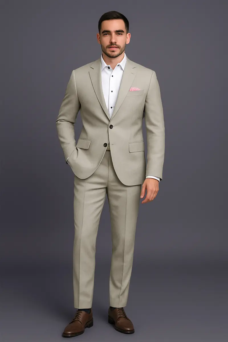 Grevino-Pablo Brown Luxurious Linen Single Breasted Stretchable Traveler Suit 12