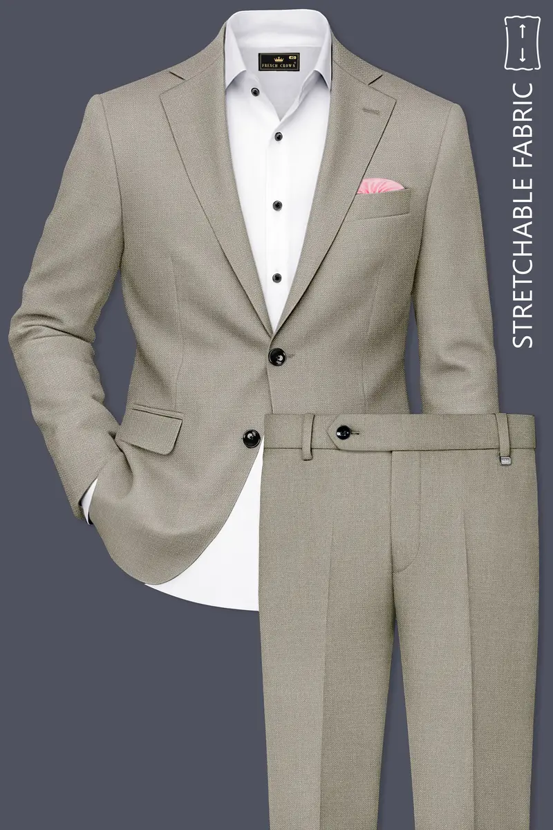 Grevino-Pablo Brown Luxurious Linen Single Breasted Stretchable Traveler Suit 2