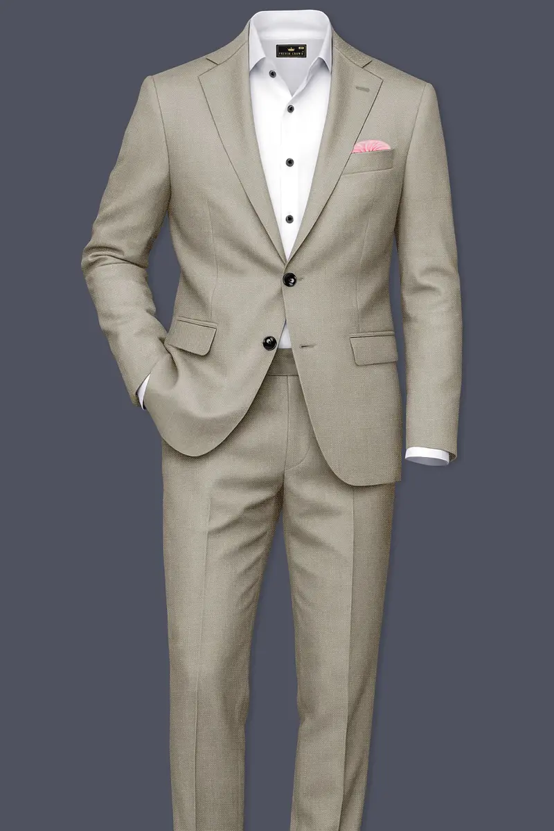 Grevino-Pablo Brown Luxurious Linen Single Breasted Stretchable Traveler Suit 4