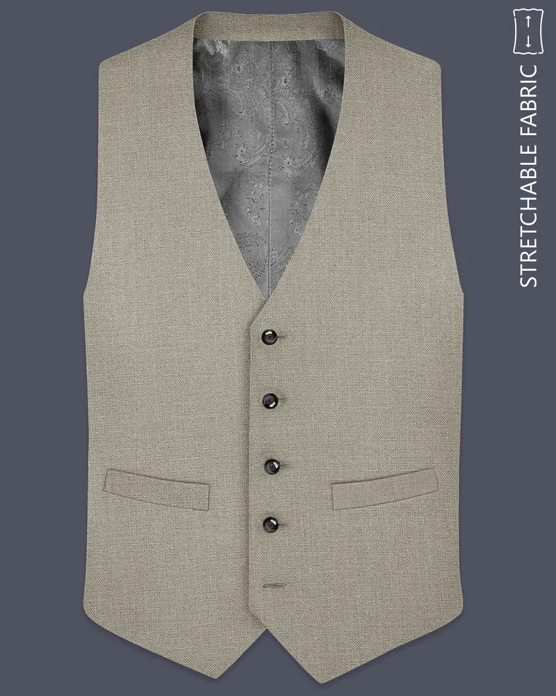 Grevino-Pablo Brown Luxurious Linen Stretchable Waistcoat 1