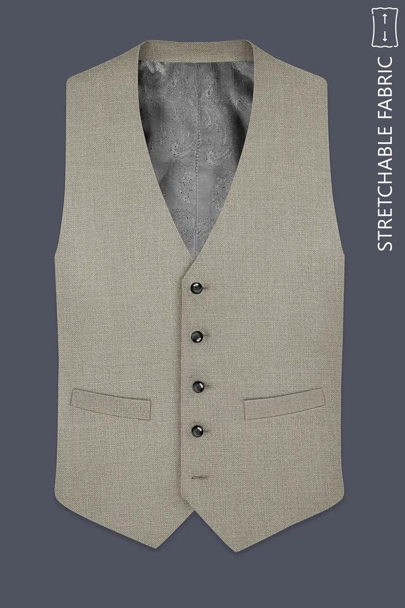 Grevino-Pablo Brown Luxurious Linen Stretchable Waistcoat 2