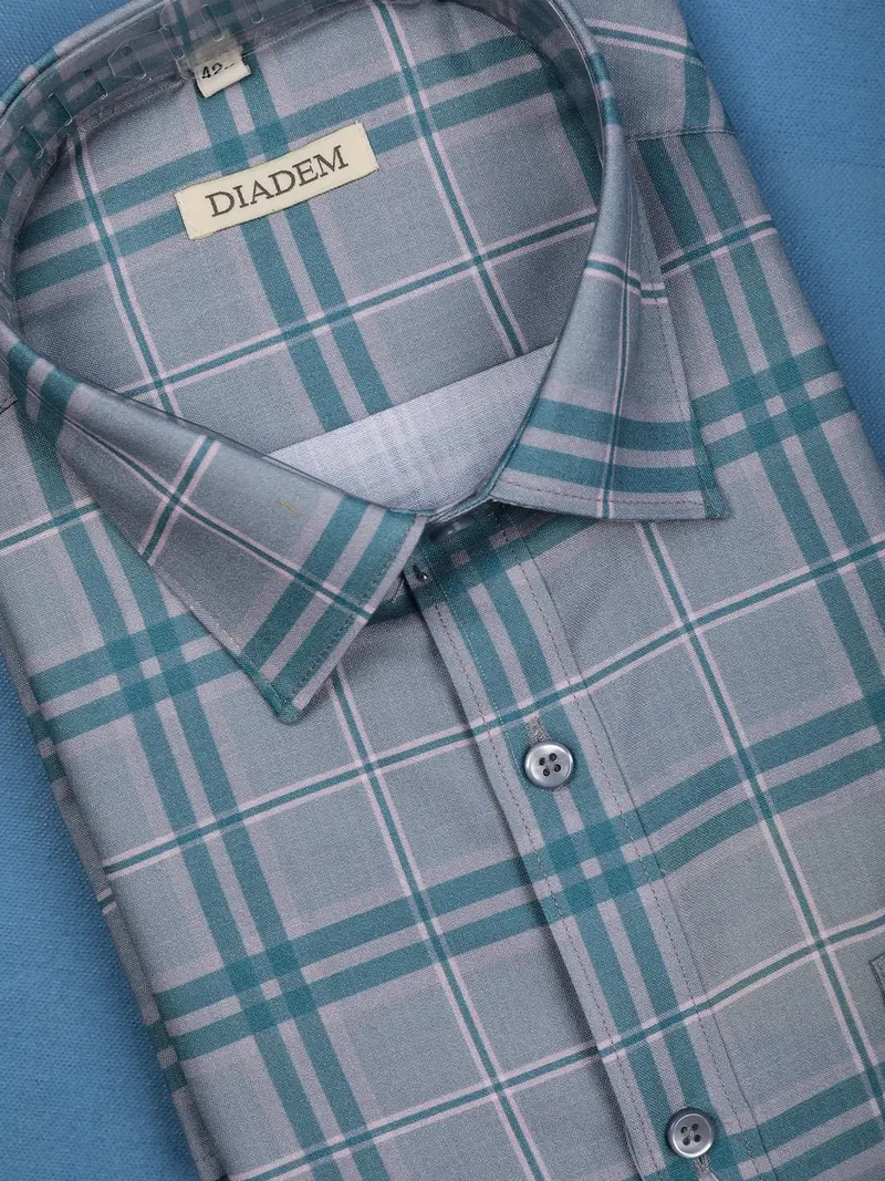 Grey Checked Design Full Sleeve Cotton Shirt 2