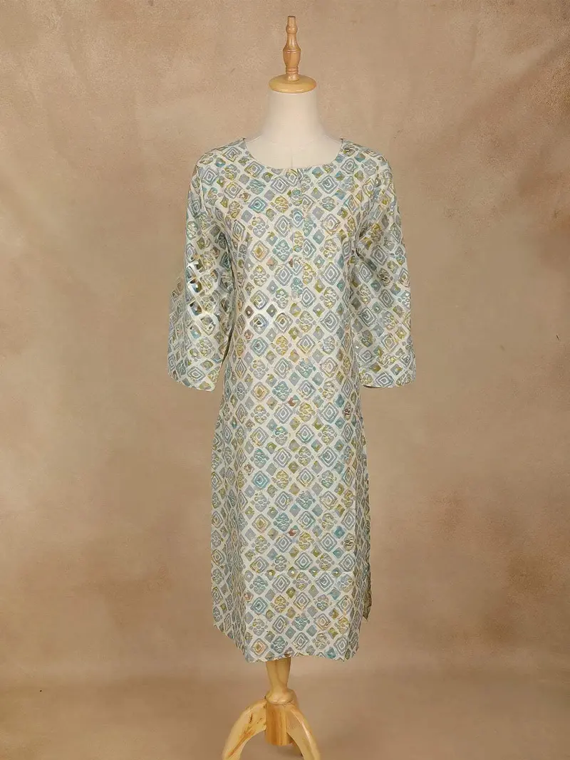 Grey Diamond Printed Cotton Kurti 1