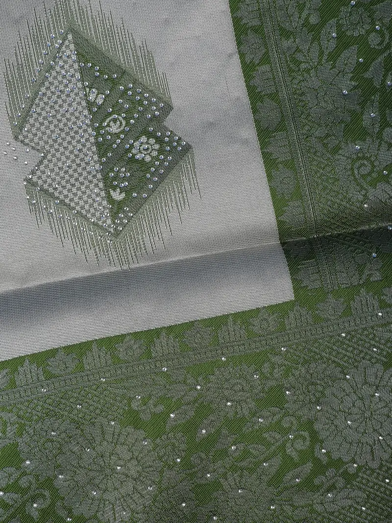 Grey Floral Design Woven Tissue Silk Saree 2