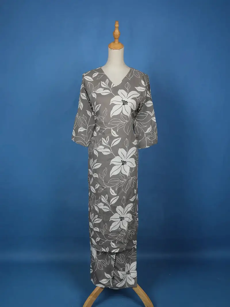 Grey Floral Designed Cotton Salwar Suit 1