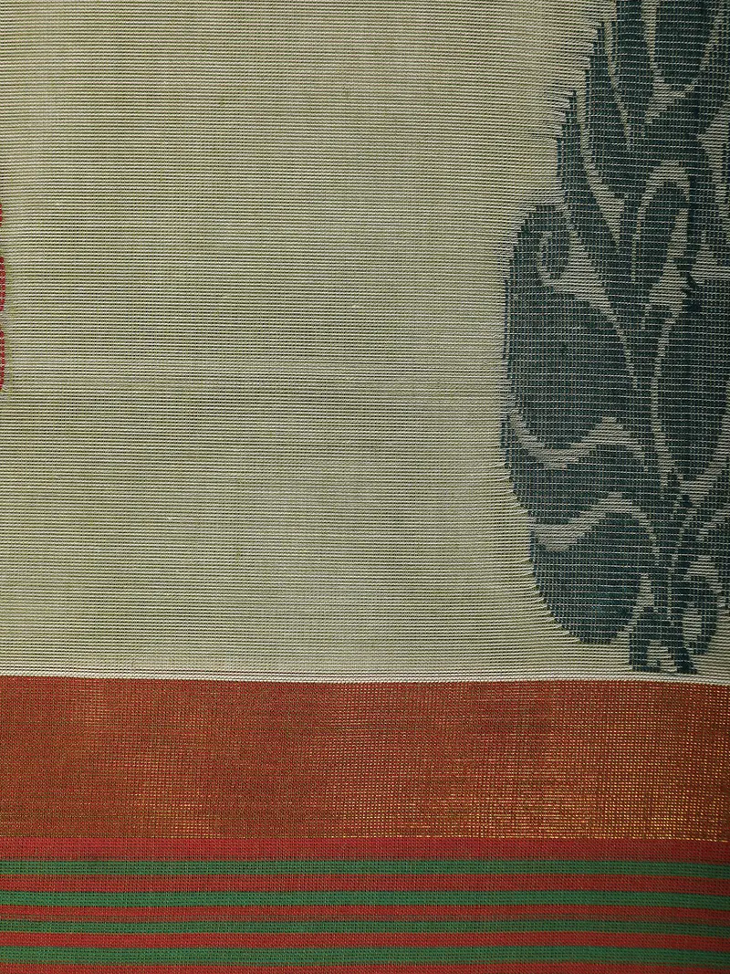 Grey Motif Design Pure Cotton Saree 2