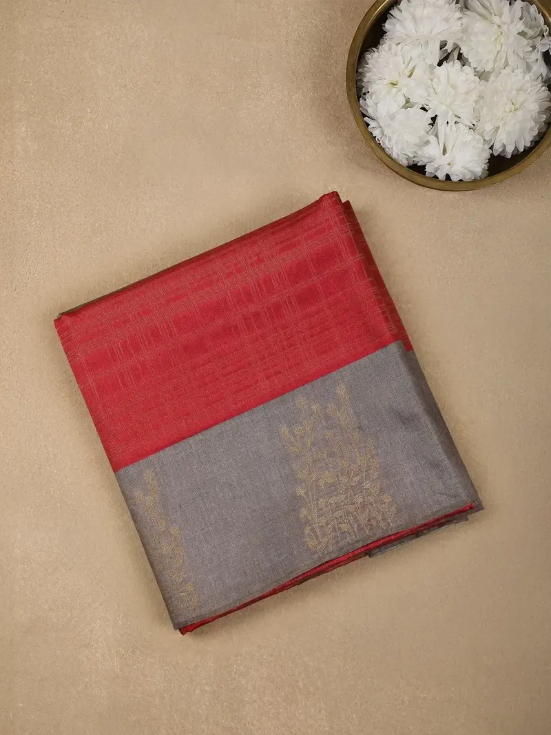 Grey Semi Tussar Silk Zari Butti Designed Saree 1