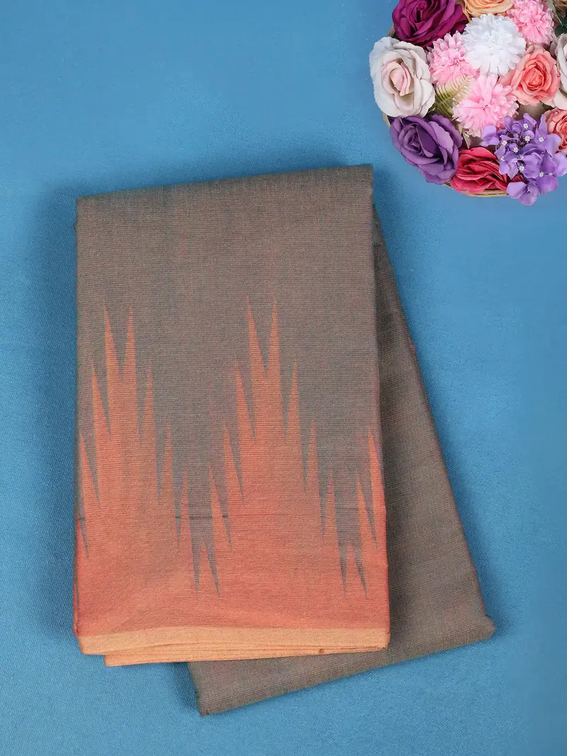 Grey Solid Design Cotton Saree 1
