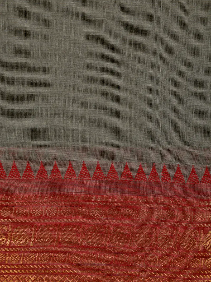 Grey Solid Design Pure Cotton Saree 2