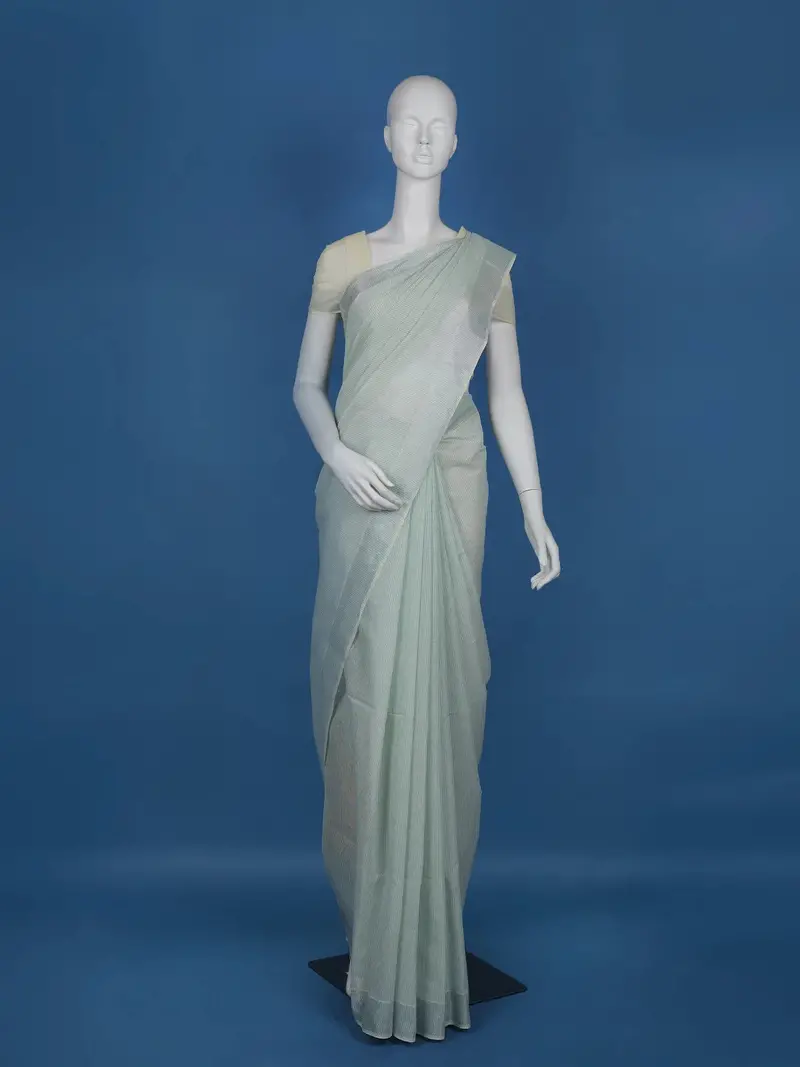 Grey Stripes Designed Cotton Saree 1