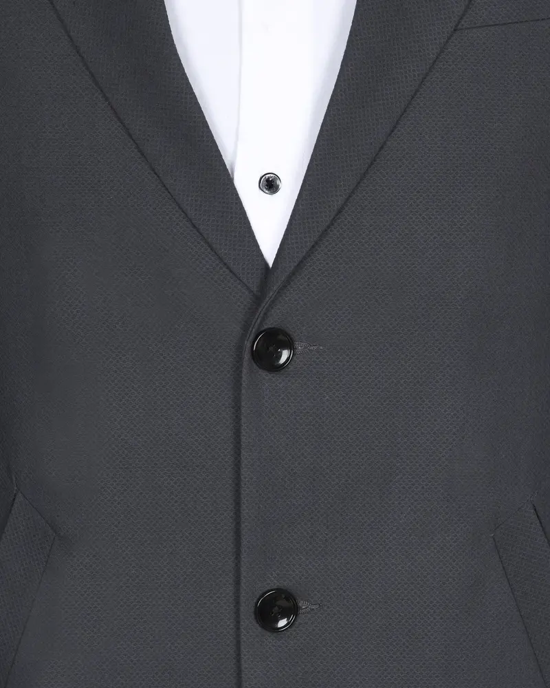 Grey Textured Cotton Overcoat 4