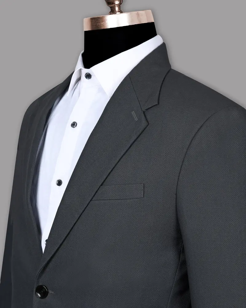 Grey Textured Cotton Overcoat 6