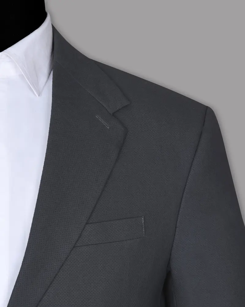 Grey Textured Cotton Overcoat 7