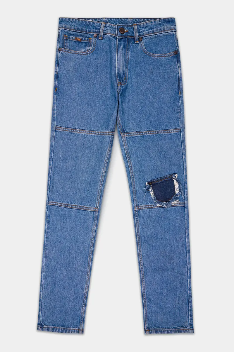 Greyish Blue Stone Wash Mildly Distressed Denim 2