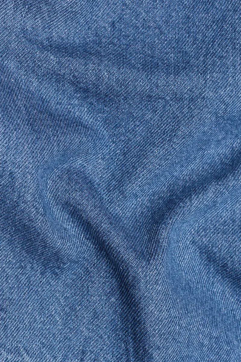 Greyish Blue Stone Wash Mildly Distressed Denim 3