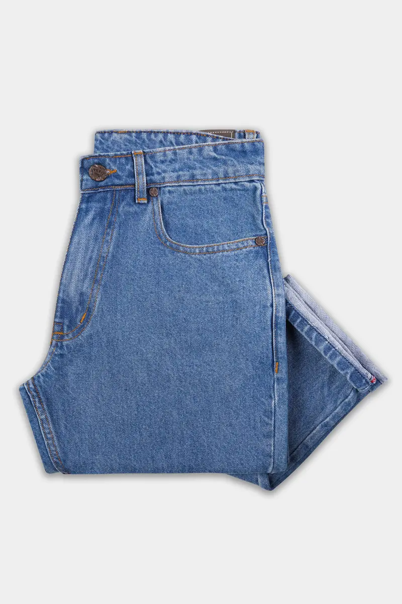 Greyish Blue Stone Wash Mildly Distressed Denim 5