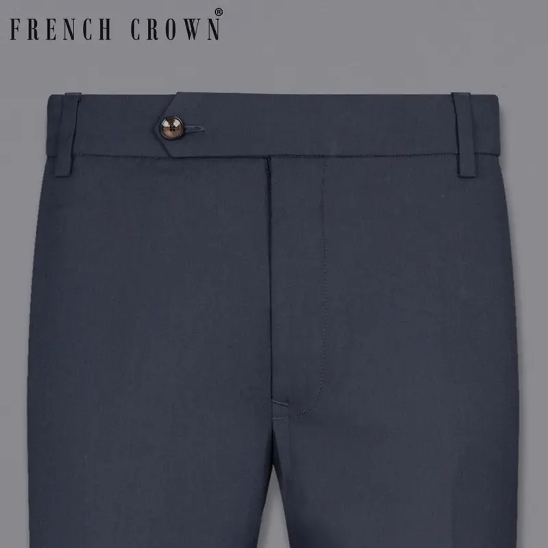Greyish Blue Wool Rich Pant 1