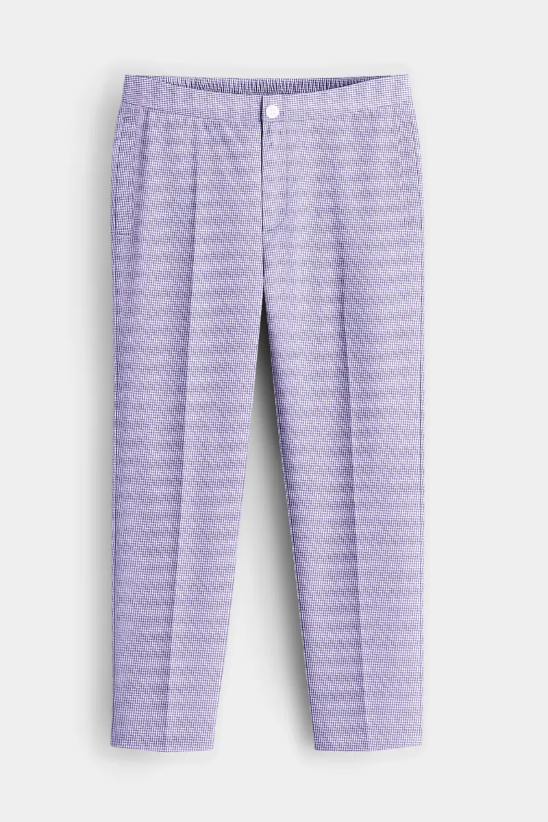 Gridora-Raven Purple Grid Dobby Textured Premium Cotton Lounge Pant 2