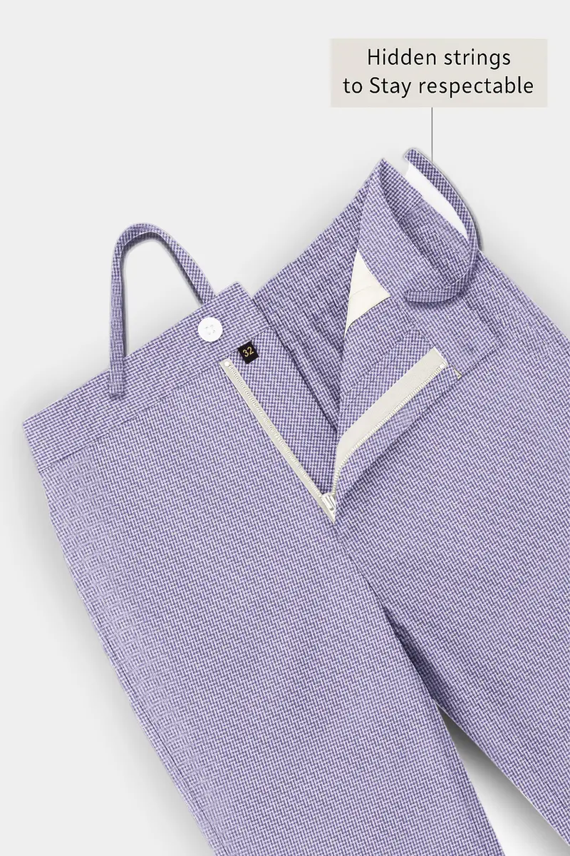 Gridora-Raven Purple Grid Dobby Textured Premium Cotton Lounge Pant 5