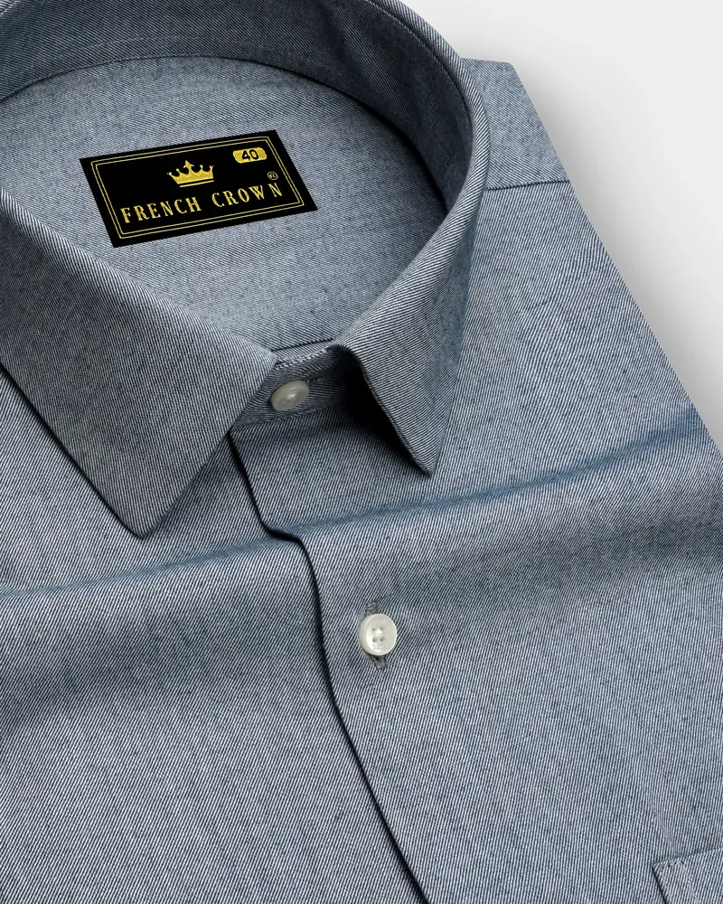 Griselon-Oslo Gray Textured Twill Premium Cotton Dress Shirt 1