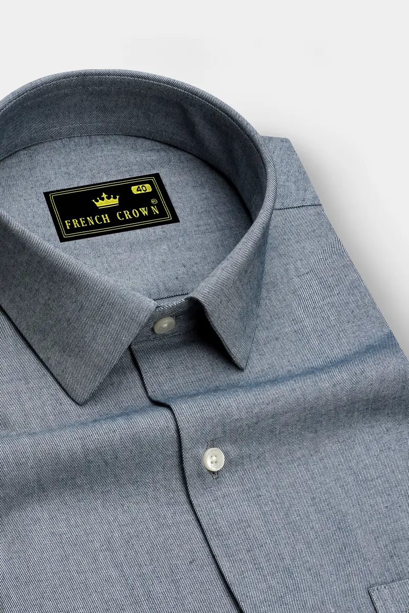 Griselon-Oslo Gray Textured Twill Premium Cotton Dress Shirt 2