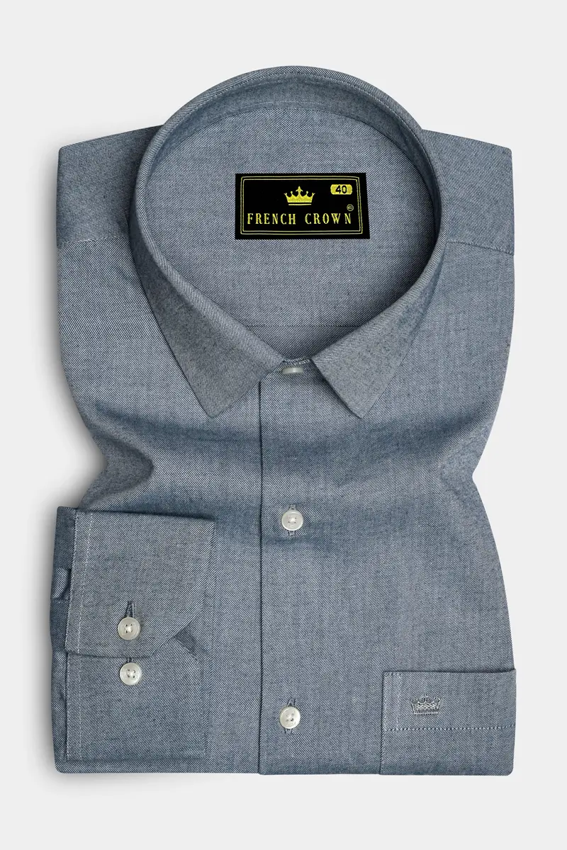Griselon-Oslo Gray Textured Twill Premium Cotton Dress Shirt 4