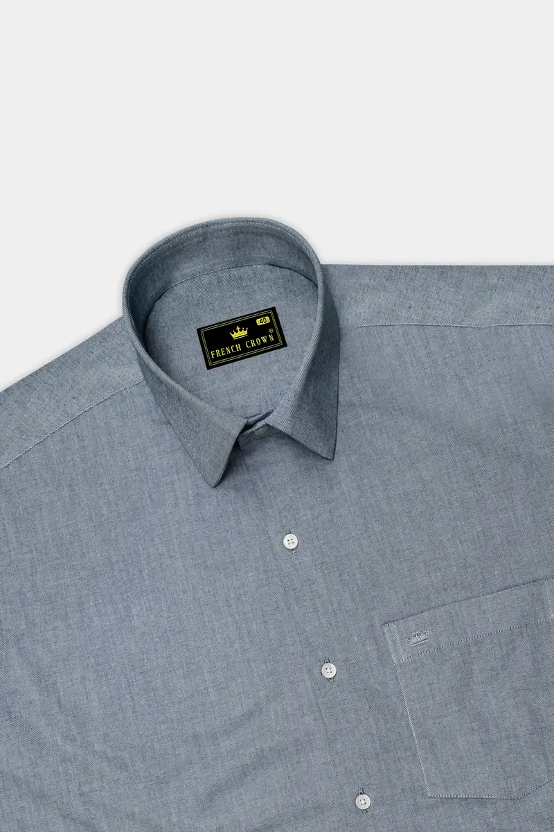 Griselon-Oslo Gray Textured Twill Premium Cotton Dress Shirt 5