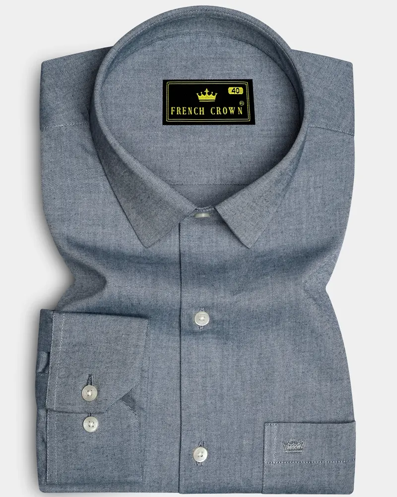 Griselon-Oslo Gray Textured Twill Premium Cotton Dress Shirt 6