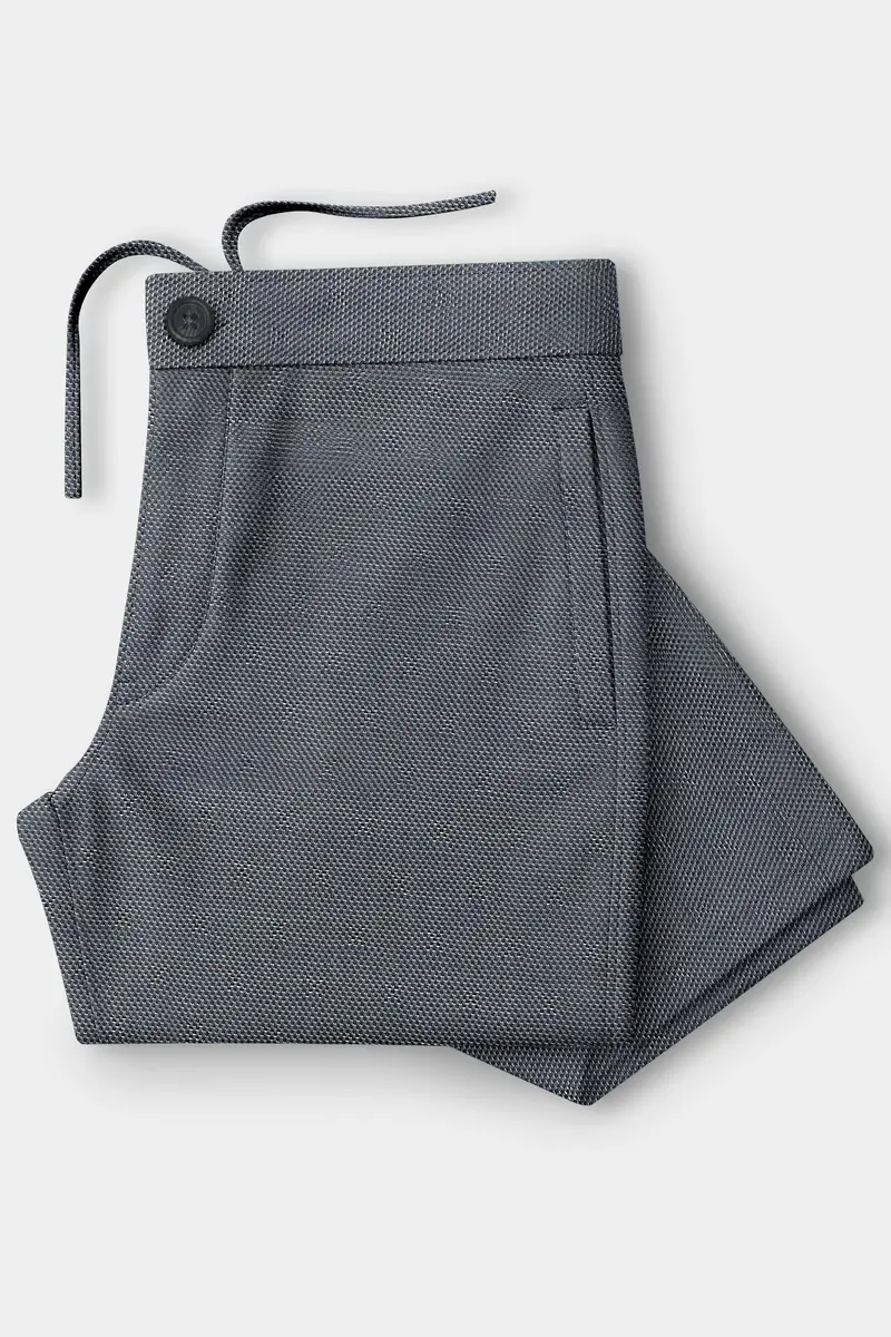 Grisora-Iridium Gray Dobby Textured Premium Cotton Lounge Pant 4