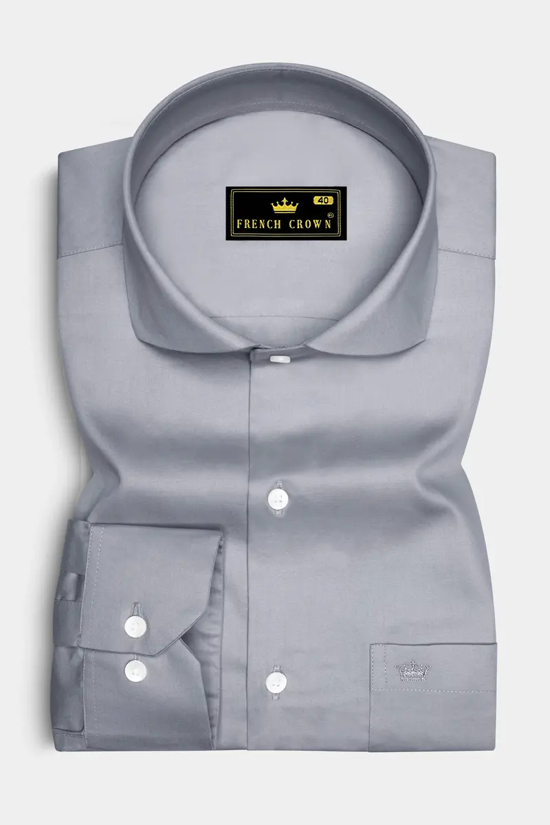 Grisoro-Slate Gray Subtle Sheen Super Soft Premium Cotton Cut Away Collar Dress Shirt 4