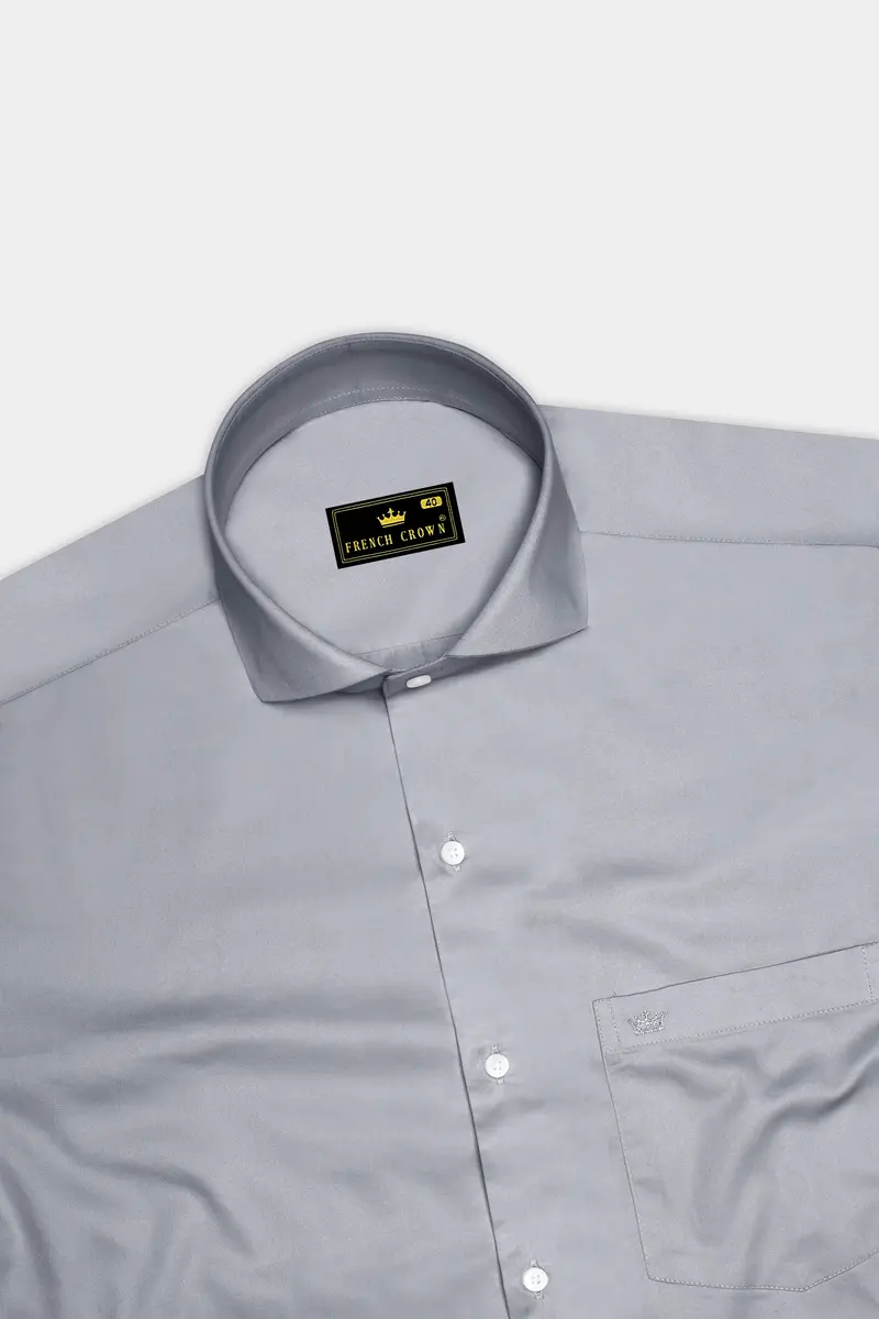 Grisoro-Slate Gray Subtle Sheen Super Soft Premium Cotton Cut Away Collar Dress Shirt 5