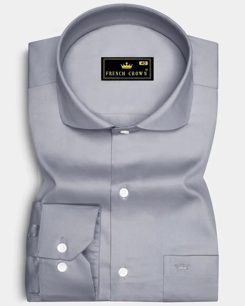 Grisoro-Slate Gray Subtle Sheen Super Soft Premium Cotton Cut Away Collar Dress Shirt 6
