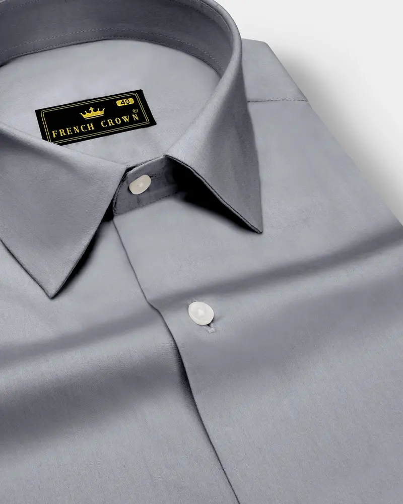 Grisoro-Slate Gray Subtle Sheen Super Soft Premium Cotton Dress Shirt 1