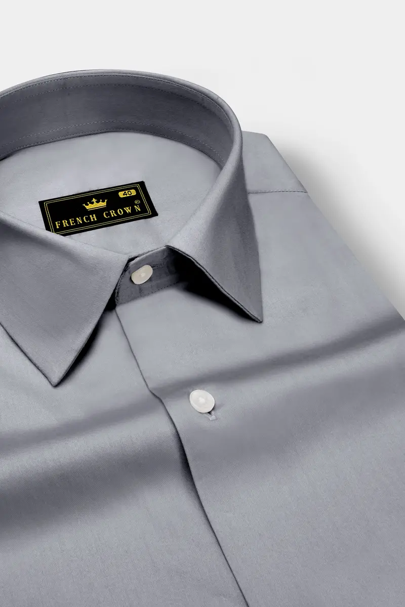 Grisoro-Slate Gray Subtle Sheen Super Soft Premium Cotton Dress Shirt 2