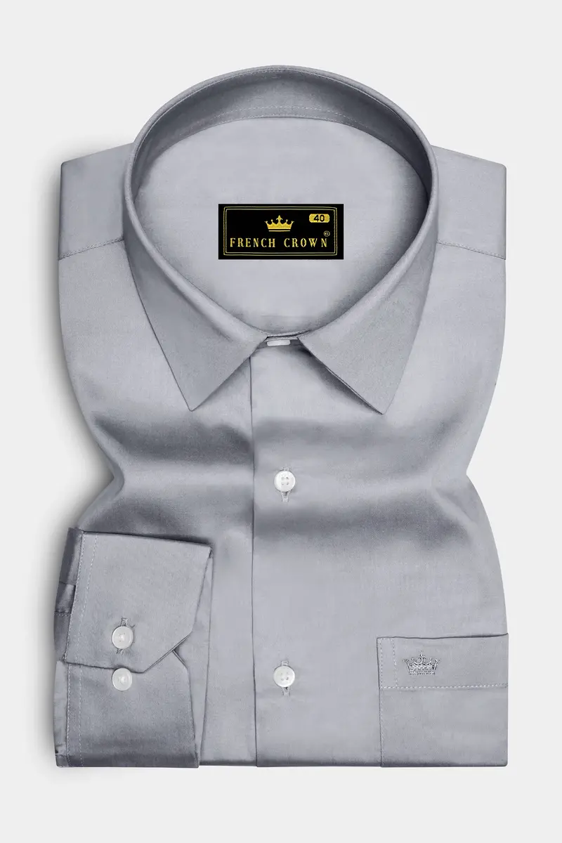 Grisoro-Slate Gray Subtle Sheen Super Soft Premium Cotton Dress Shirt 4