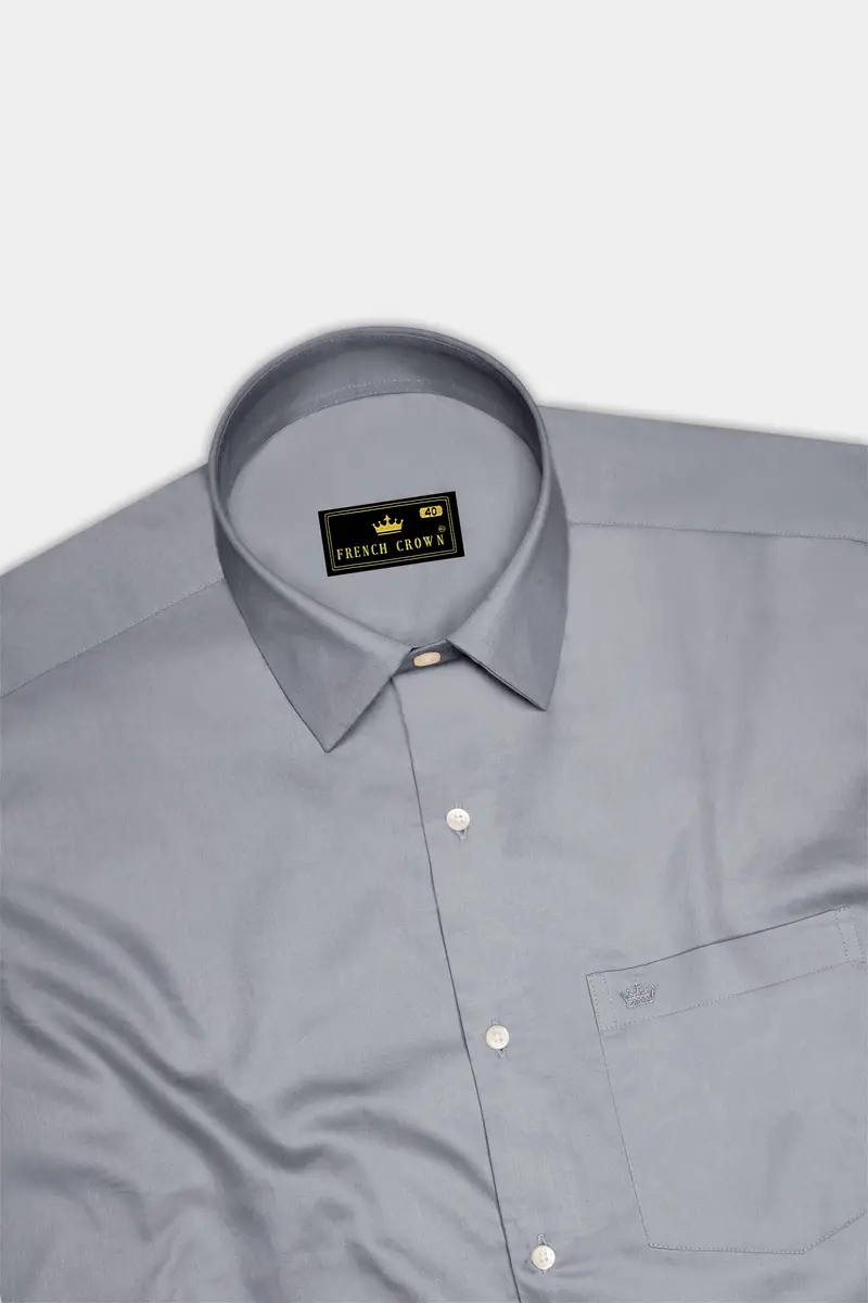 Grisoro-Slate Gray Subtle Sheen Super Soft Premium Cotton Dress Shirt 5