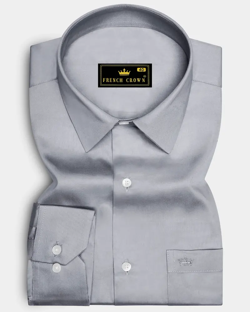 Grisoro-Slate Gray Subtle Sheen Super Soft Premium Cotton Dress Shirt 6